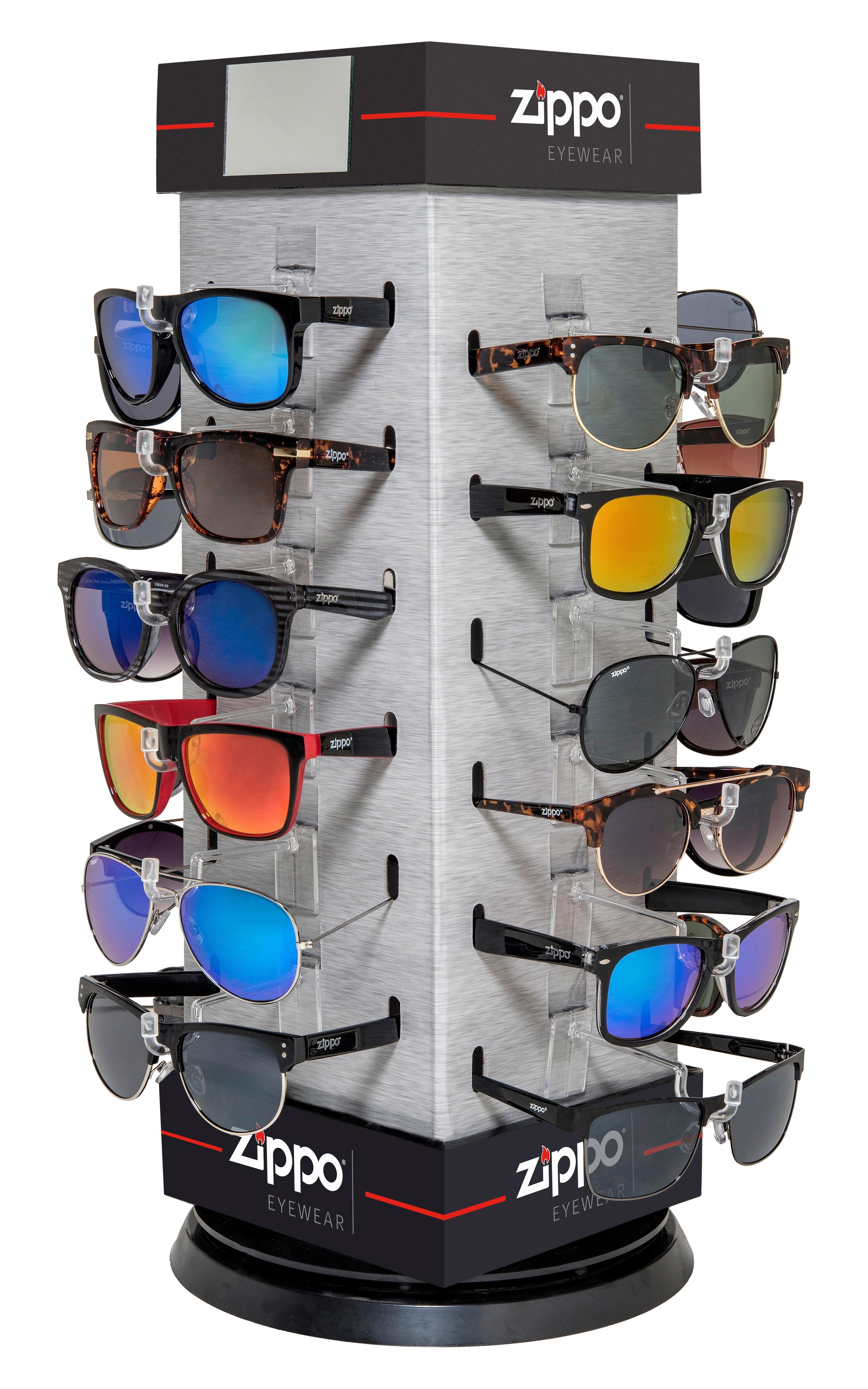 Display with 24 Sunglasses