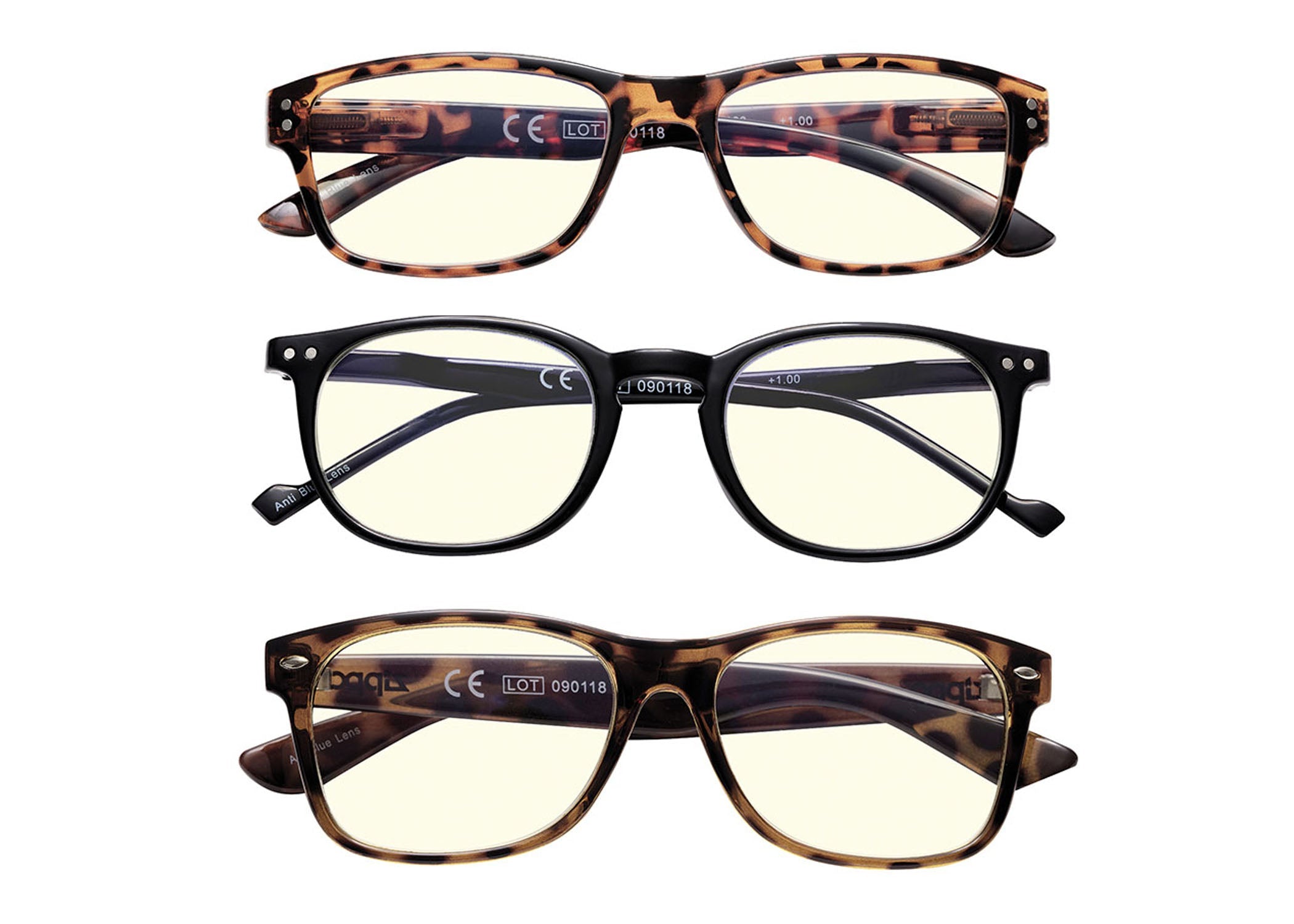 3 pcs. Read. Glasses +2.50 Blue Filter