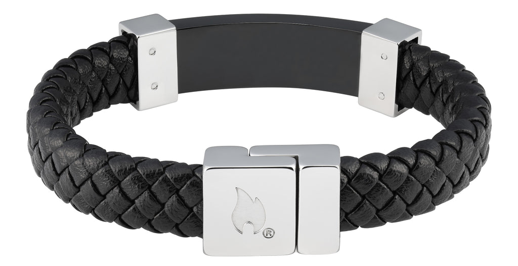 leather bracelet with black and steel