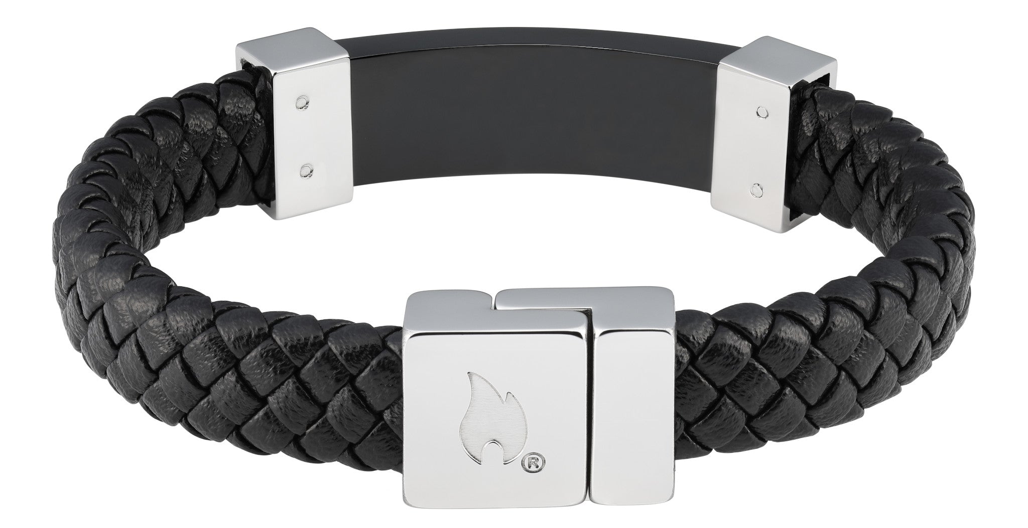 leather bracelet with black and steel