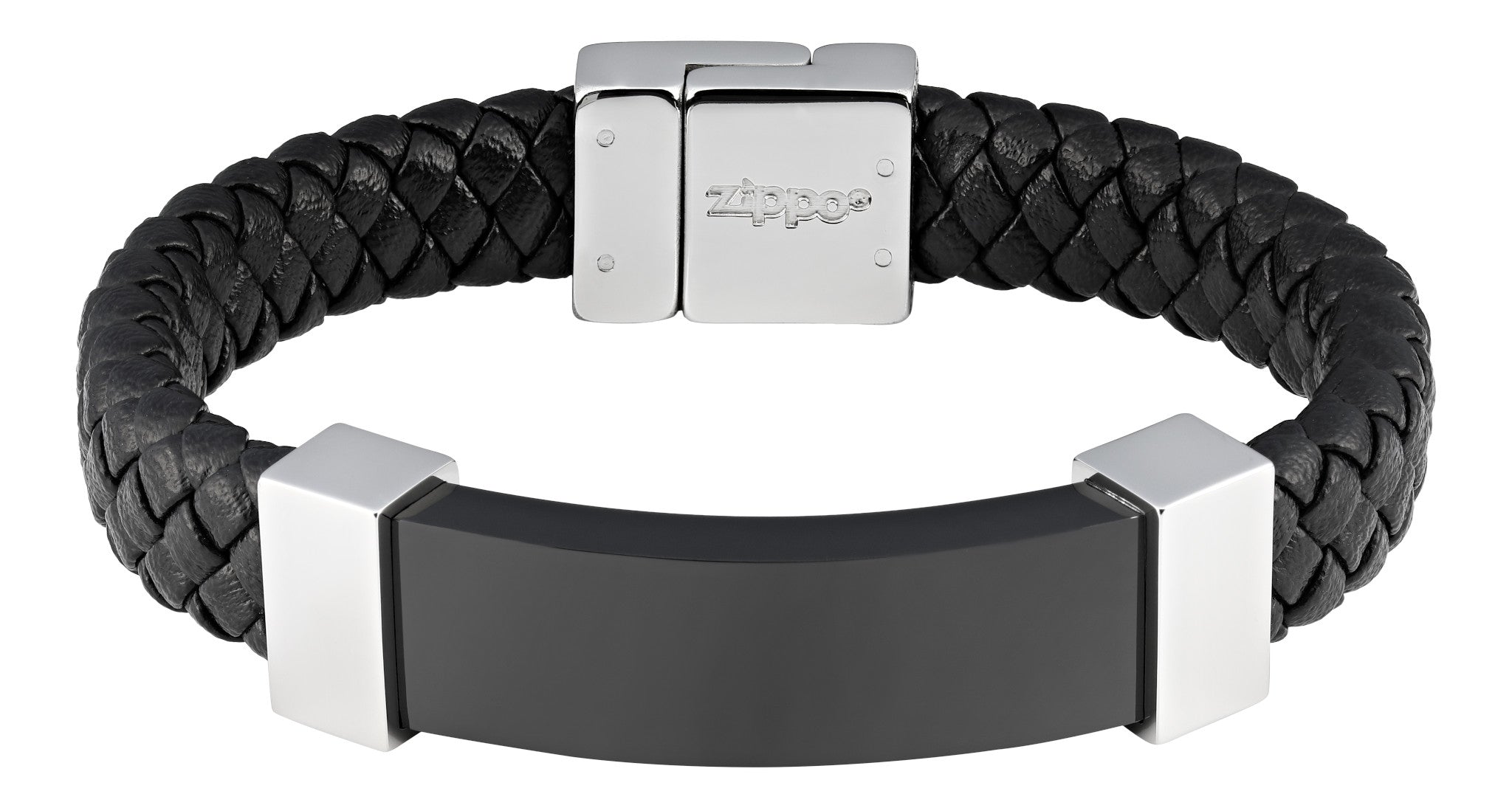 leather bracelet blk/st 22cm