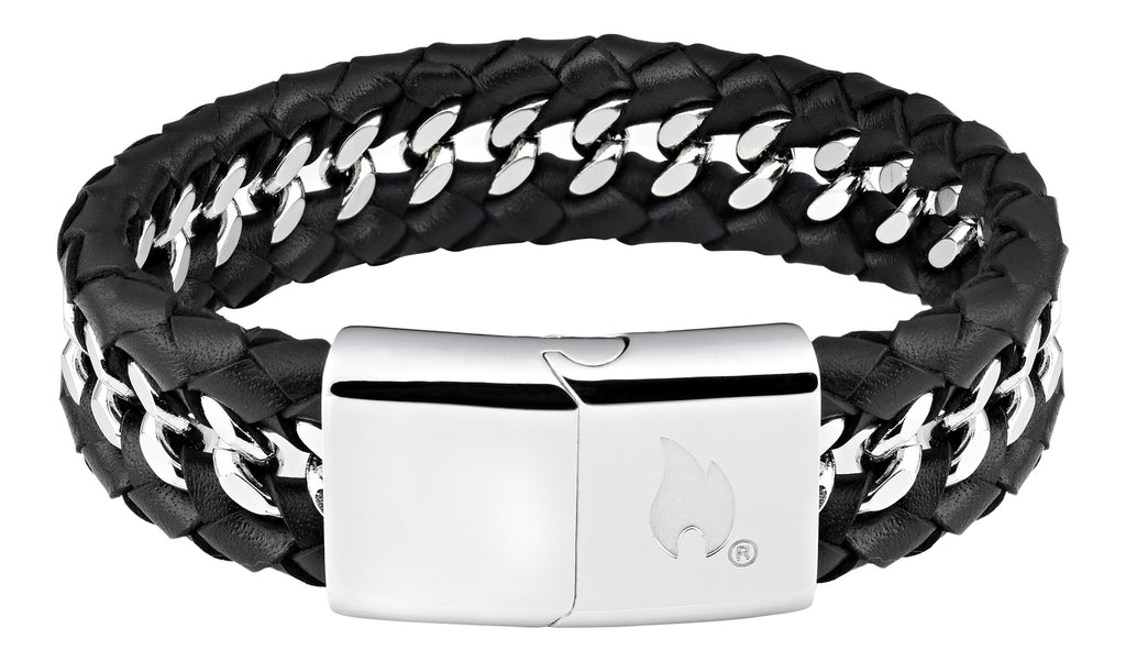 leather steel bracelet 20cm
