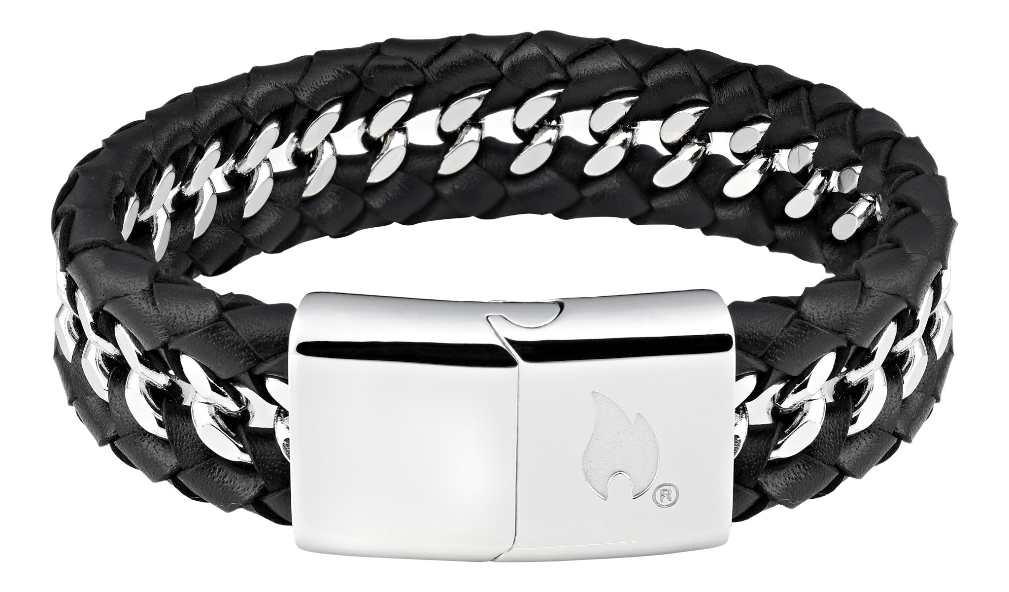 leather steel bracelet 20cm