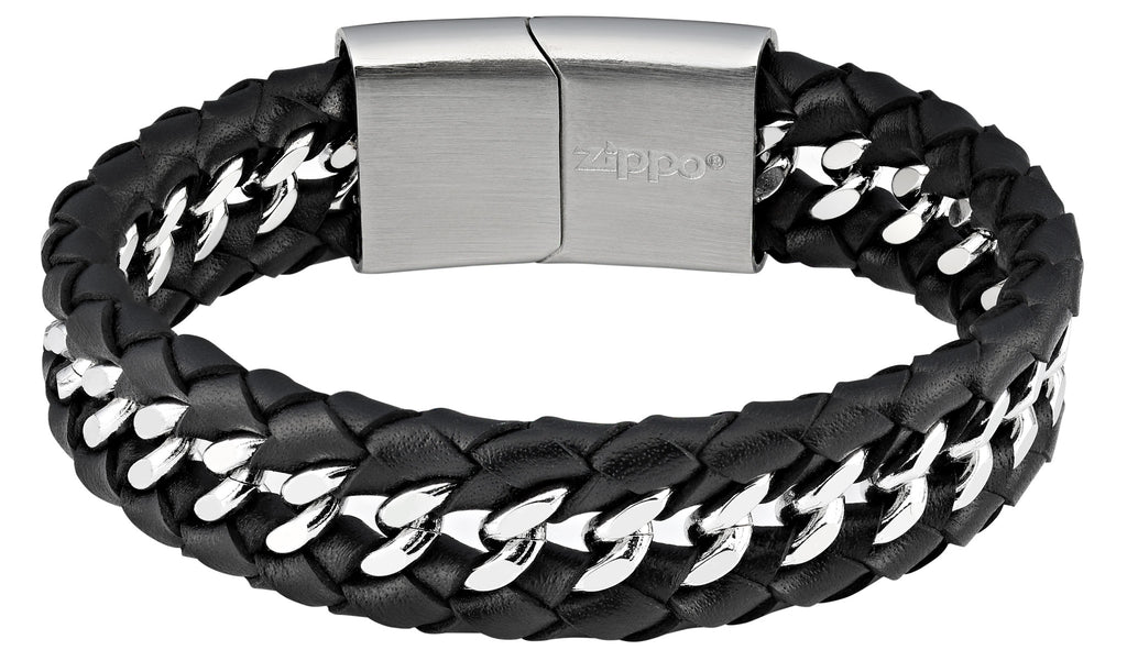 leather steel bracelet 20cm