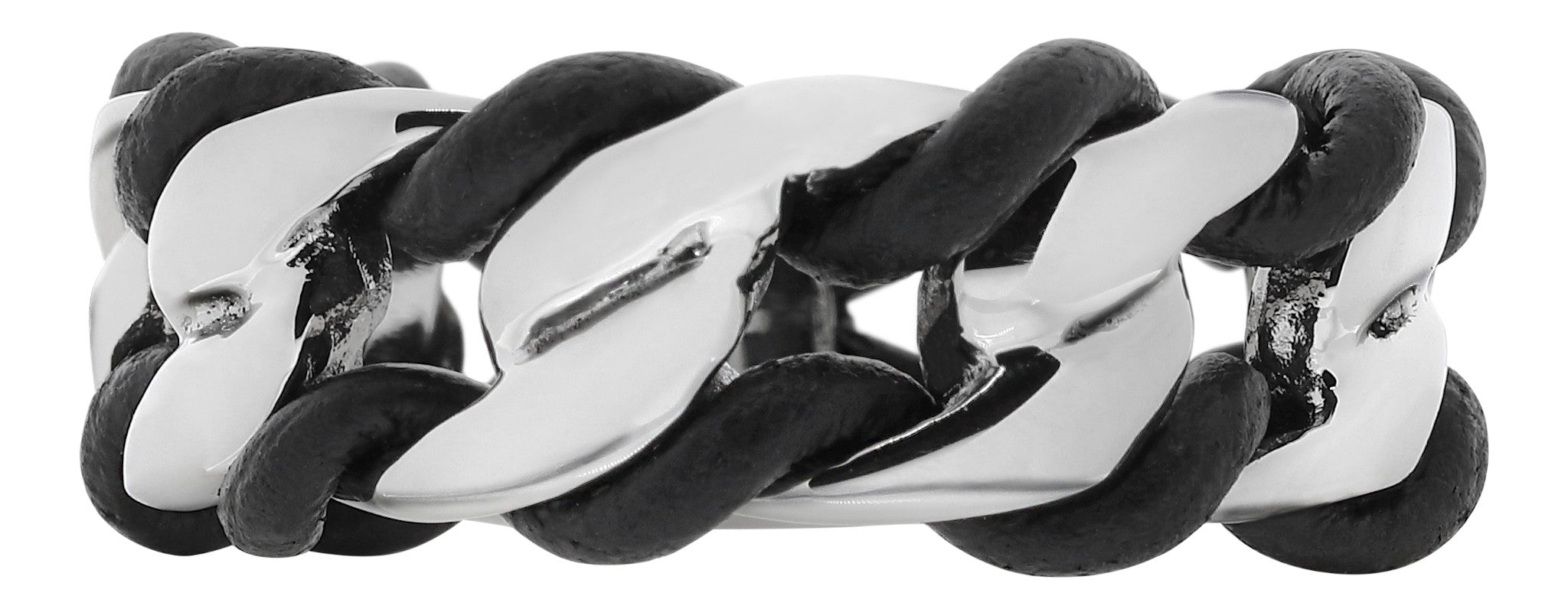 Steel & Leather Ring - 60