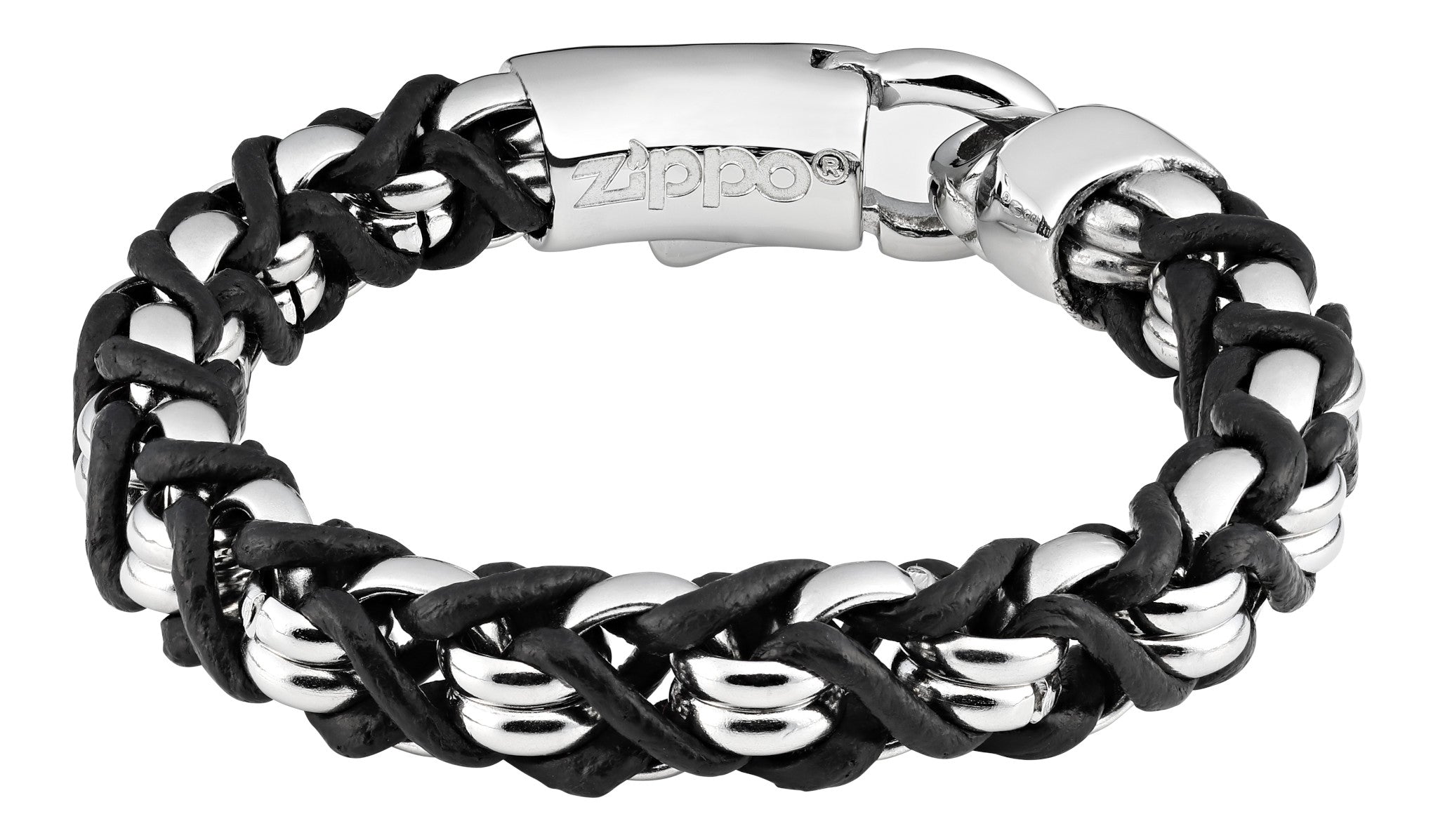 Steel Braided Leather Bracelet - 20cm