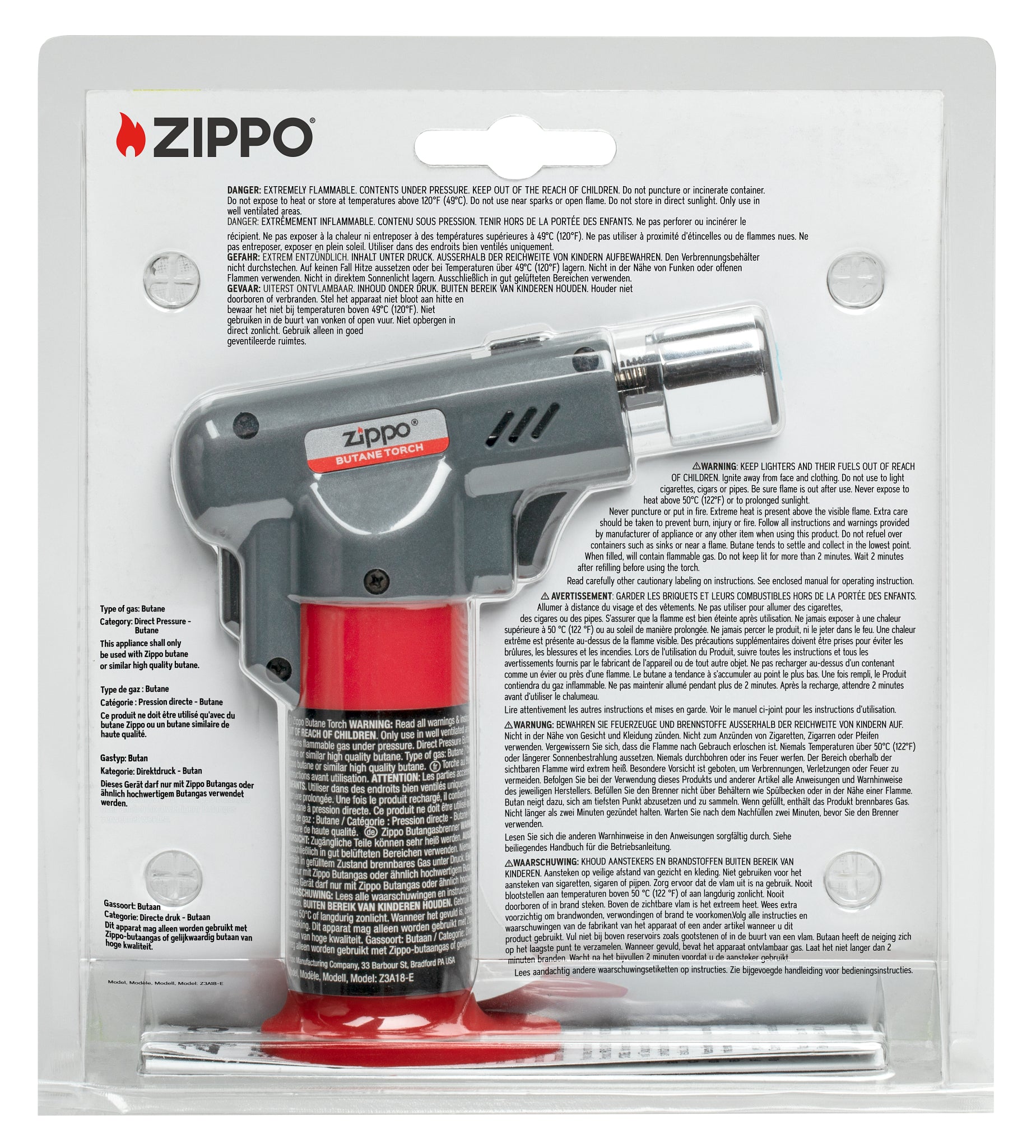 40558 Zippo Butane Torch DE/EN/NL/FR