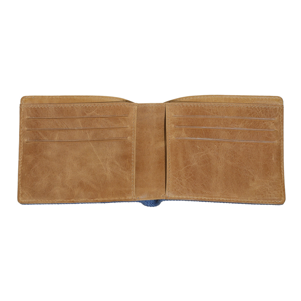 Mens Wallet Denim Blue Tan