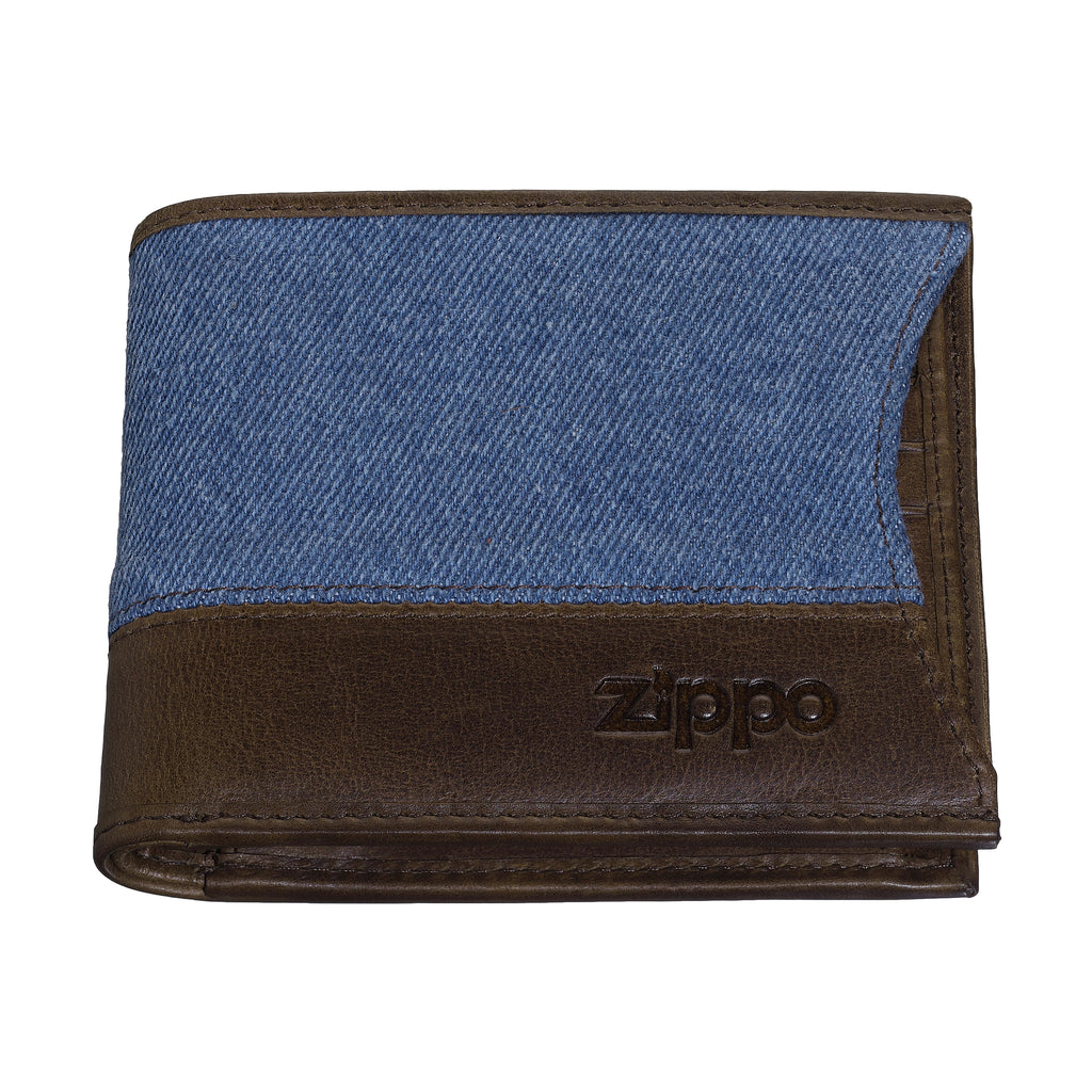 Mens Wallet Denim Blue Brown