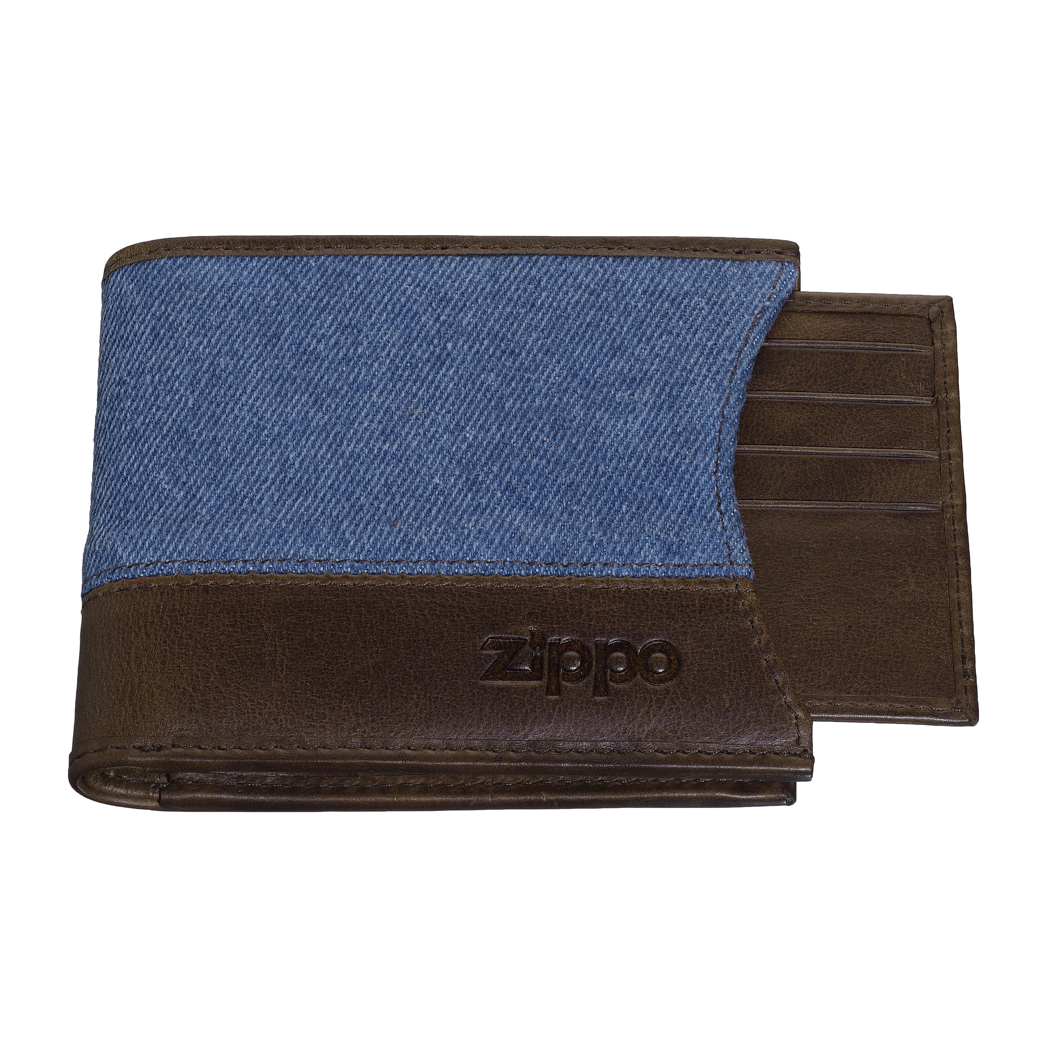 Mens Wallet Denim Blue Brown