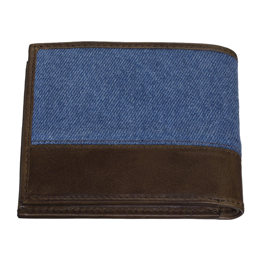 Mens Wallet Denim Blue Brown
