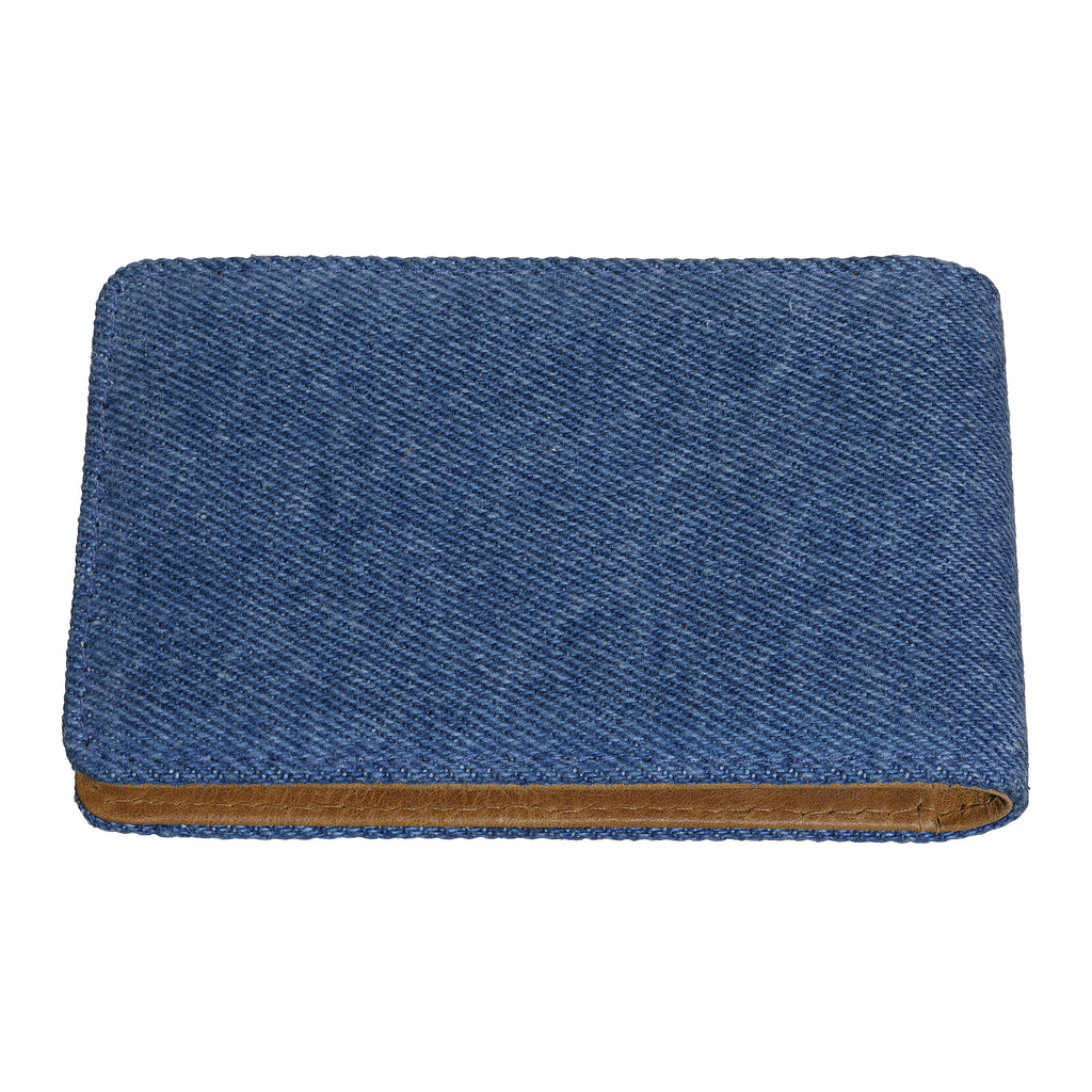 Card Case Denim Blue Tan Vertical