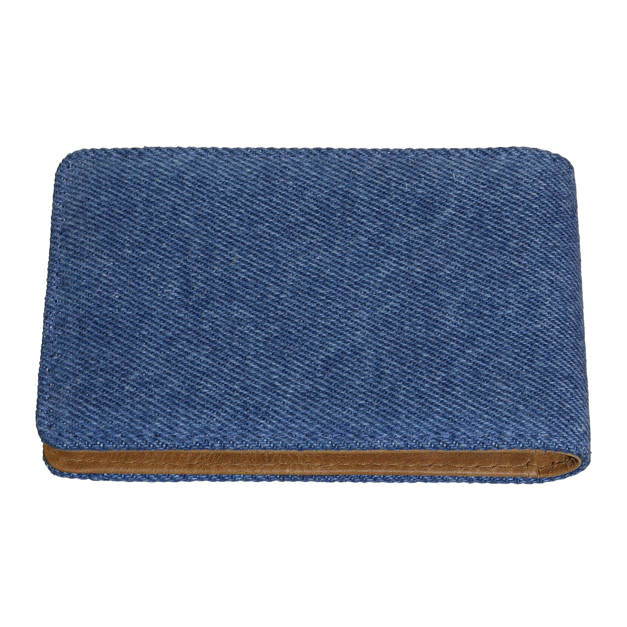 Card Case Denim Blue Tan Vertical