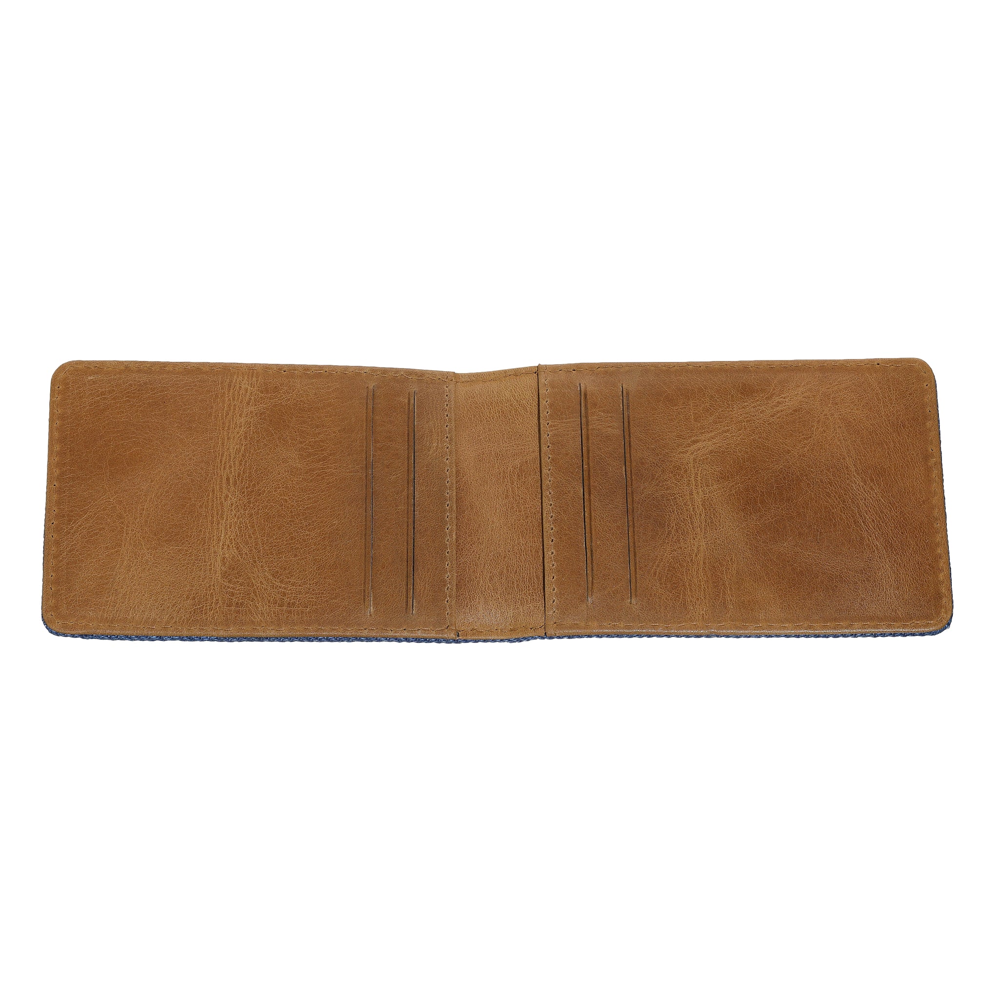 Card Case Denim Blue Tan Vertical