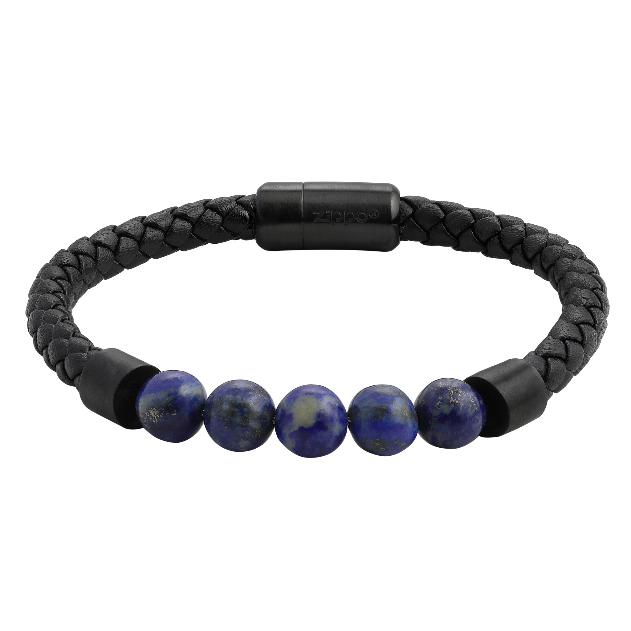 Braided Leather w Bead Bracelet 22cm