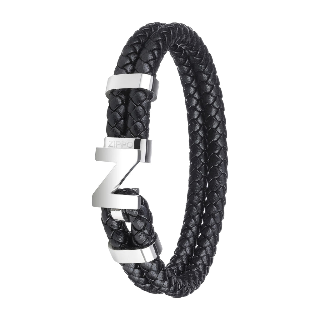 Two Layer Leather Claps Bracelet 22cm