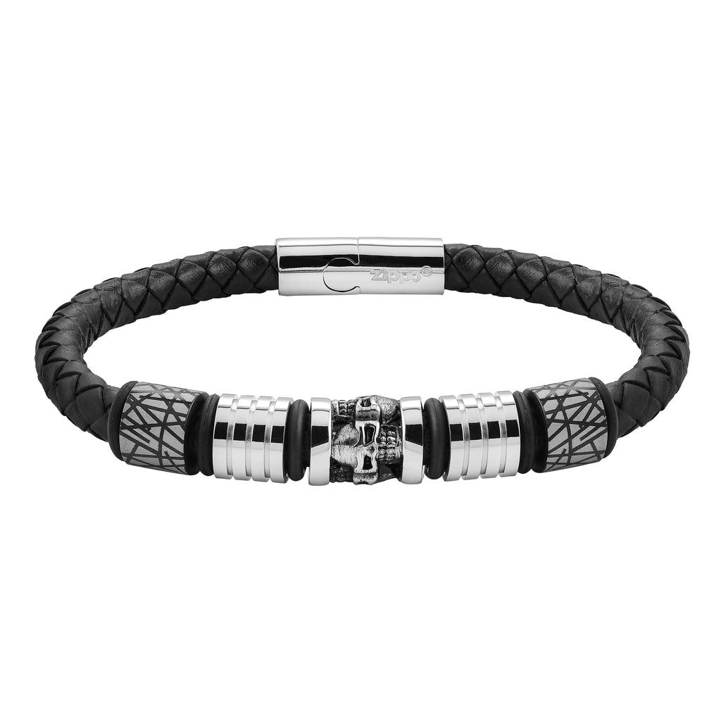 Braided Black L. Steel Acc. Bracelet 20c