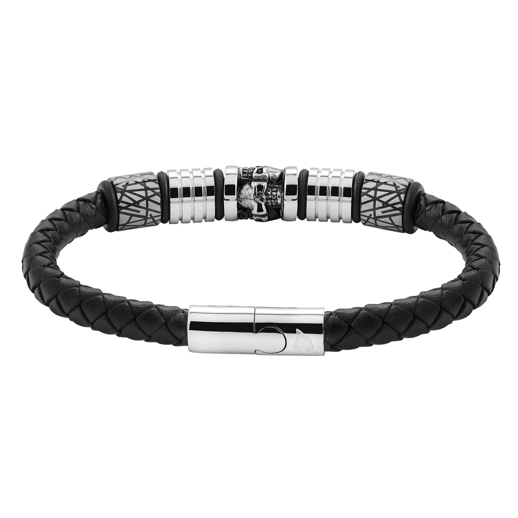 Braided Black L. Steel Acc. Bracelet 20c