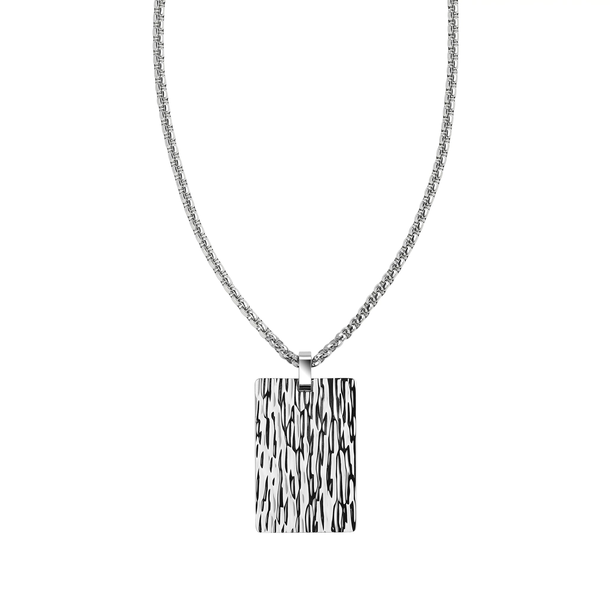 Stainless Steel Hammered Pendant 60cm