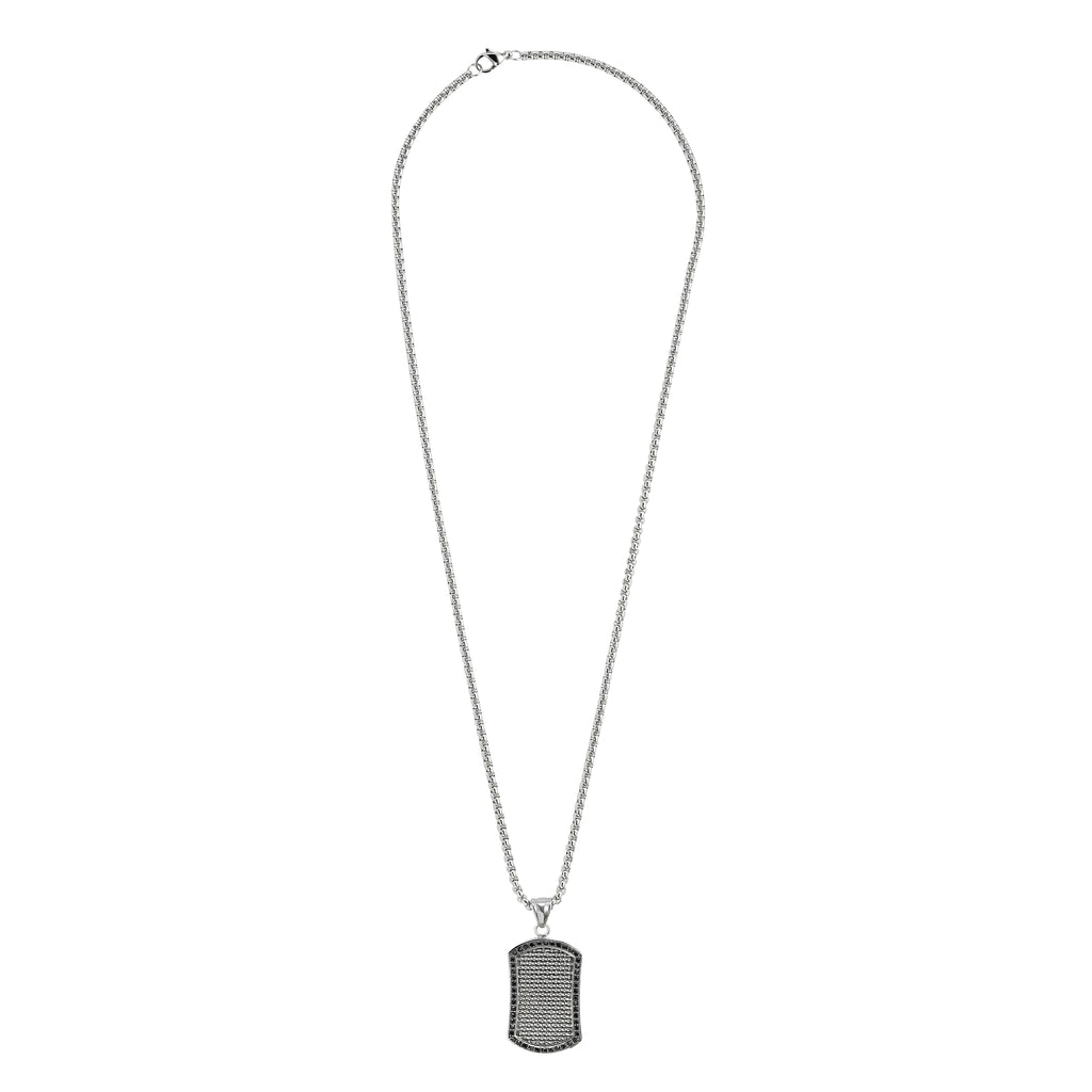 Stainless Steel Black Crystal Pndnt 60cm