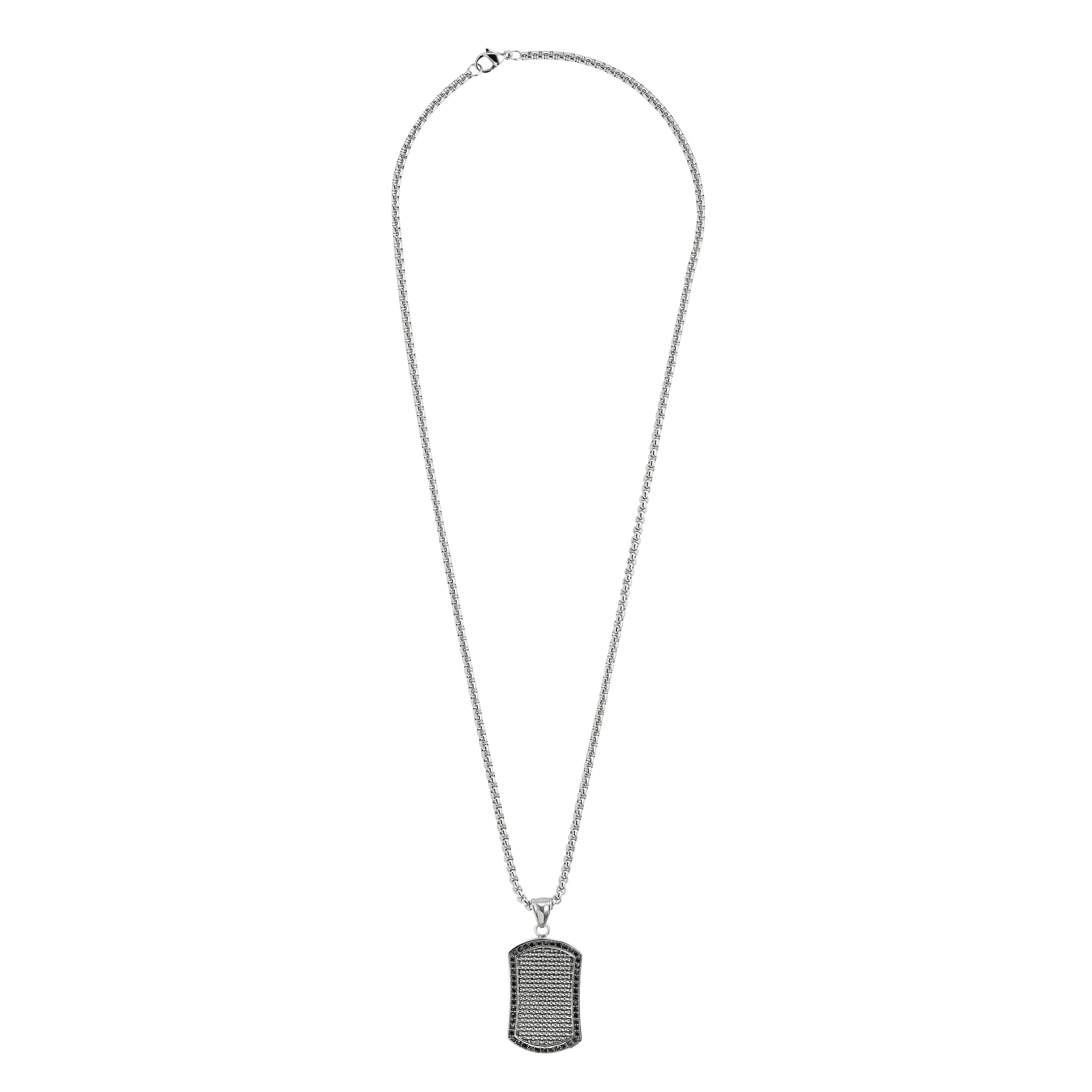 Stainless Steel Black Crystal Pndnt 60cm