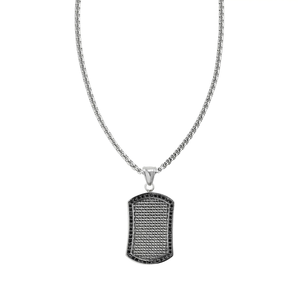 Stainless Steel Black Crystal Pndnt 60cm