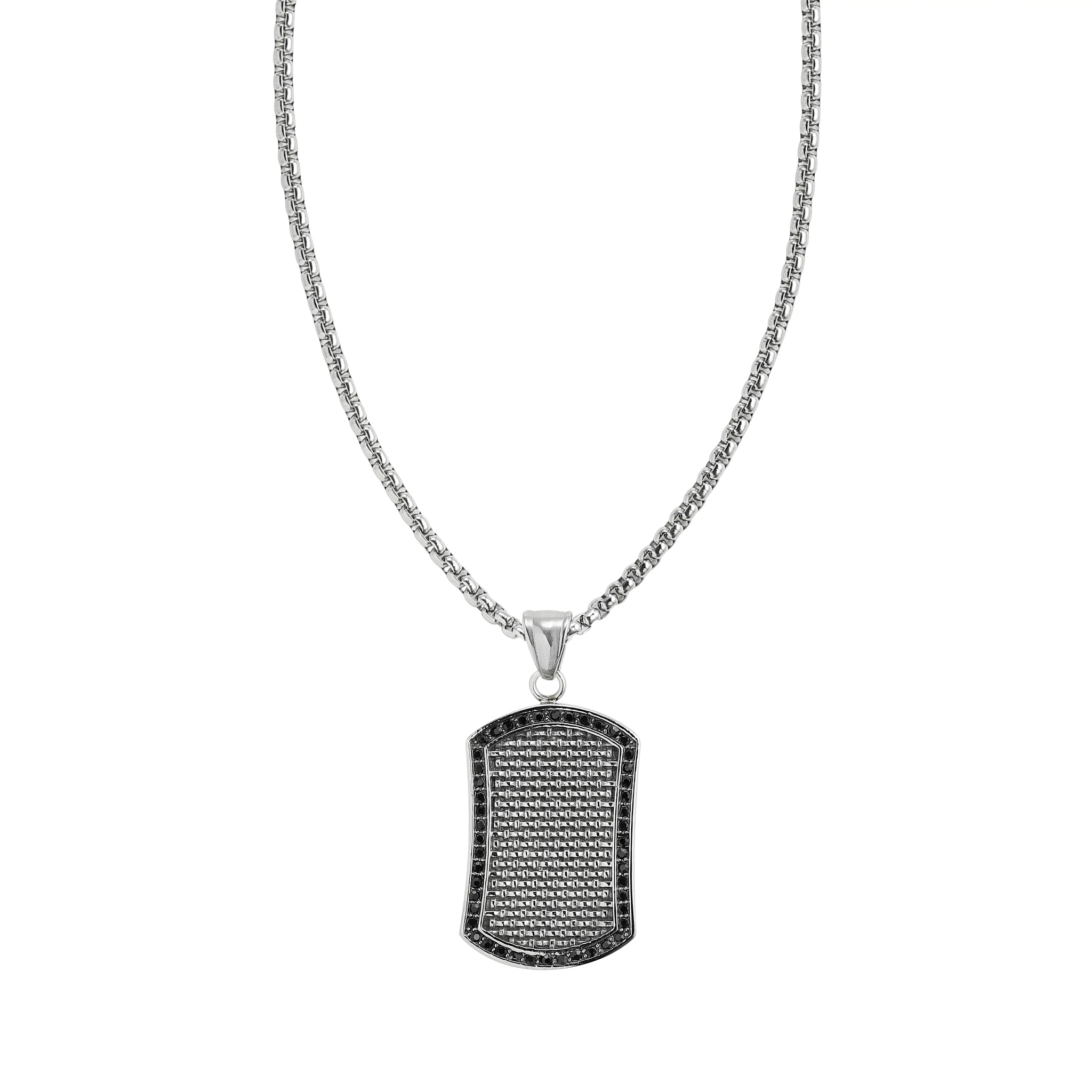 Stainless Steel Black Crystal Pndnt 60cm