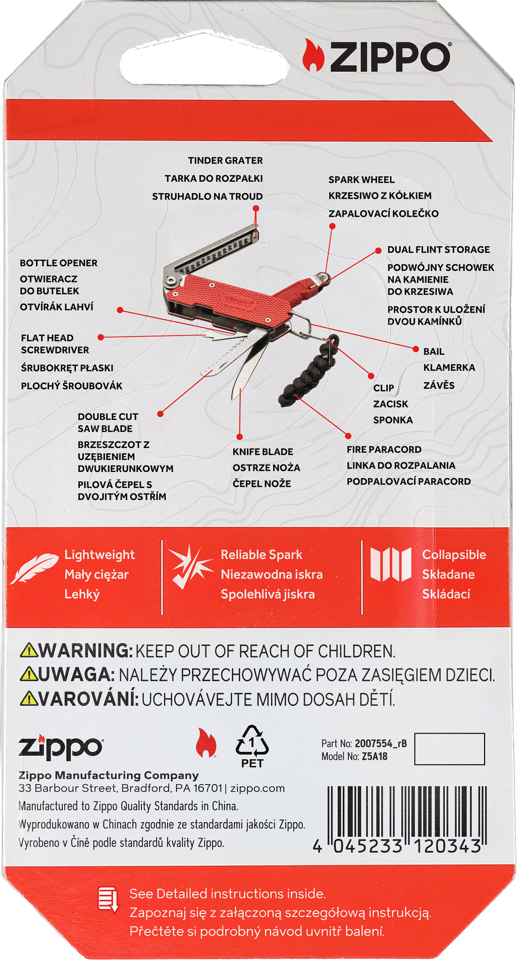 40549 Zippo SureFire Multi-Tool EN/PL/CS