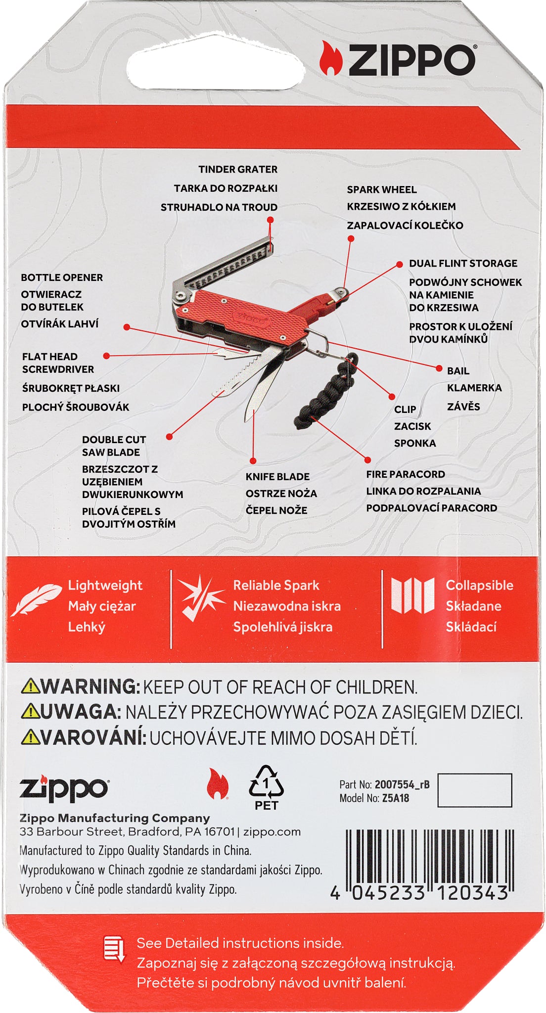 40549 Zippo SureFire Multi-Tool EN/PL/CS