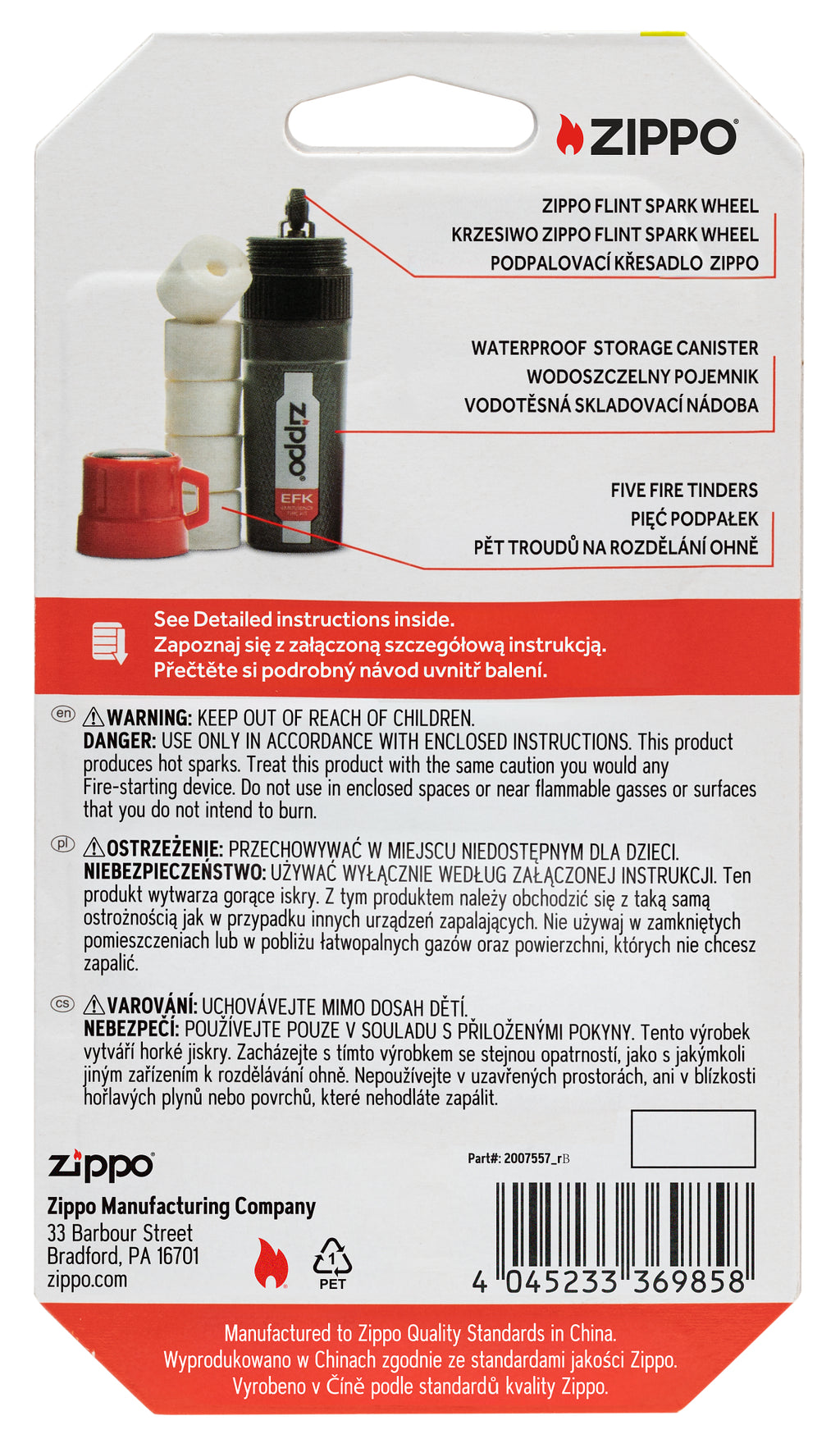40571 Zippo Emergency Fire Kit EN/PL/CS