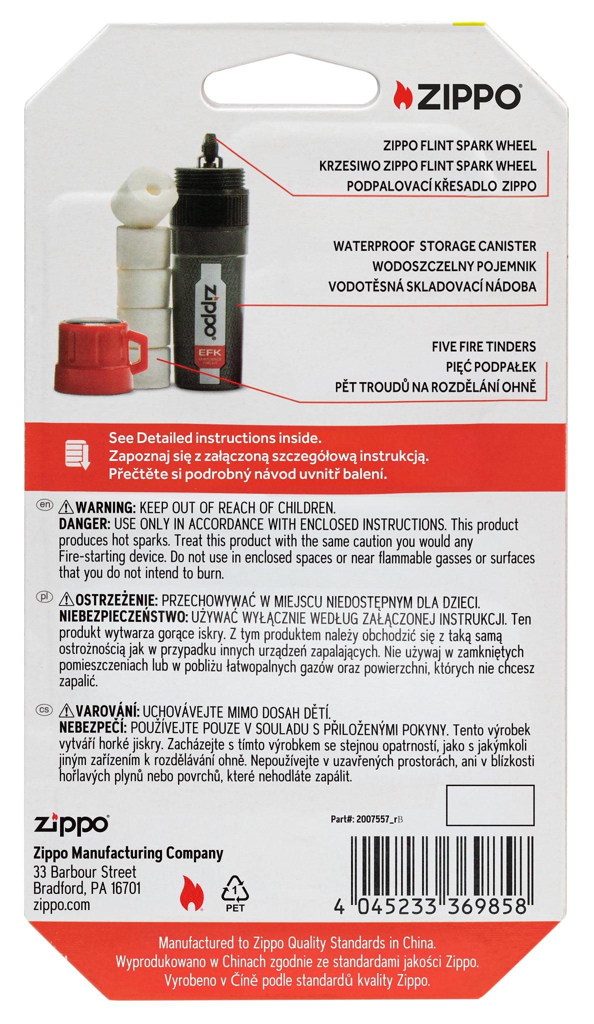 40571 Zippo Emergency Fire Kit EN/PL/CS