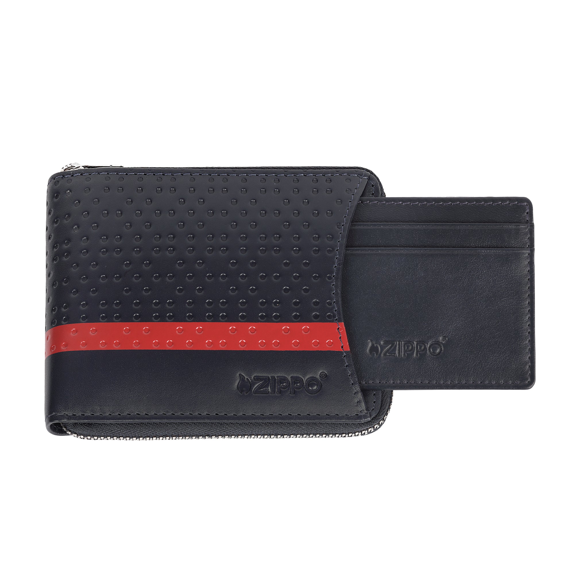 Navy Blue Zipper Wallet w/ Removable Card Holder