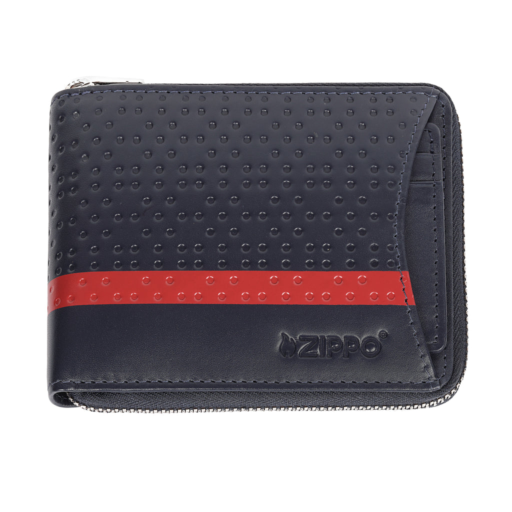 Navy Blue Zipper Wallet w/ Removable Card Holder