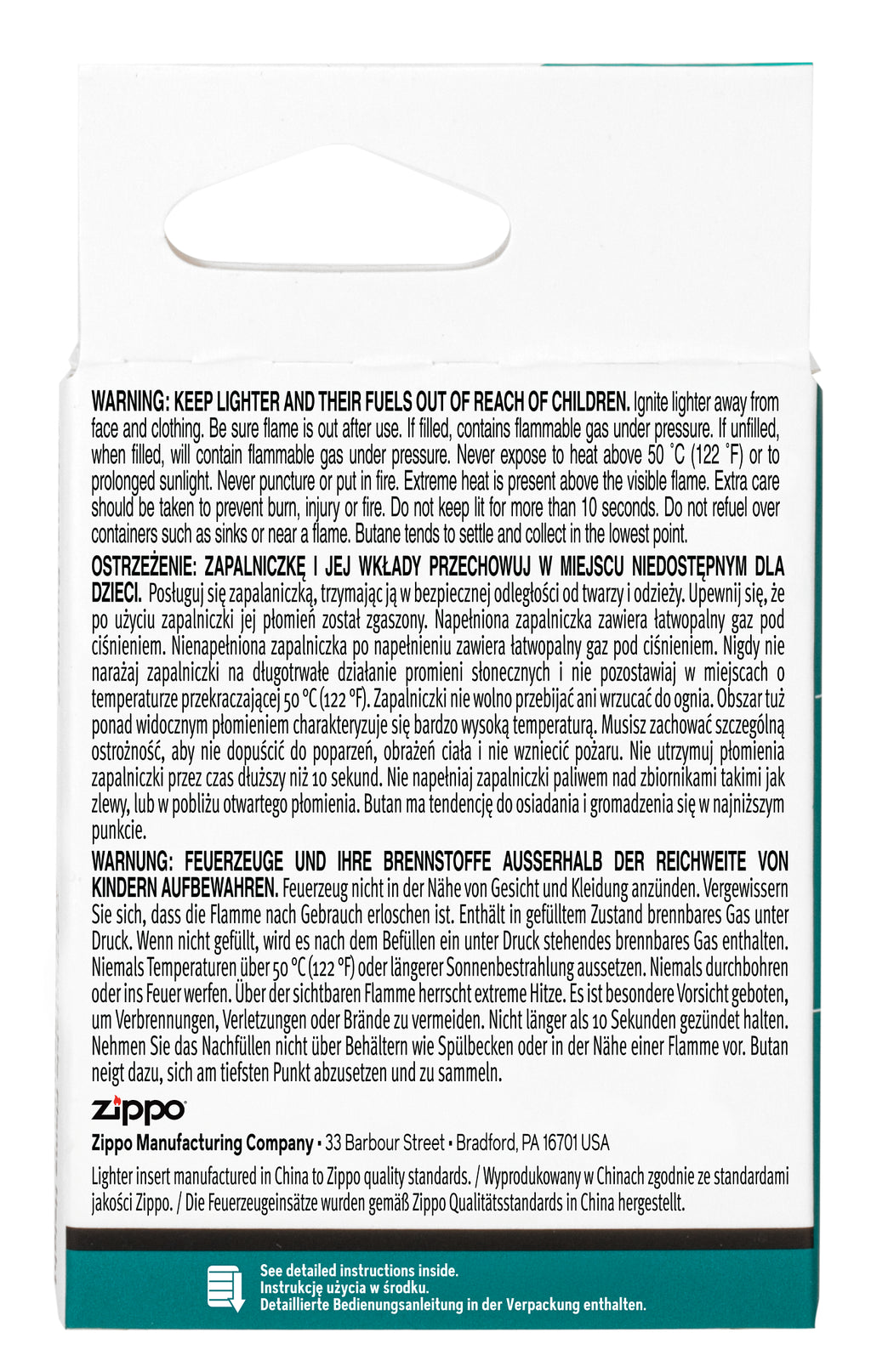 Butane Single Flame Insert BLACK - EN/PL/DE