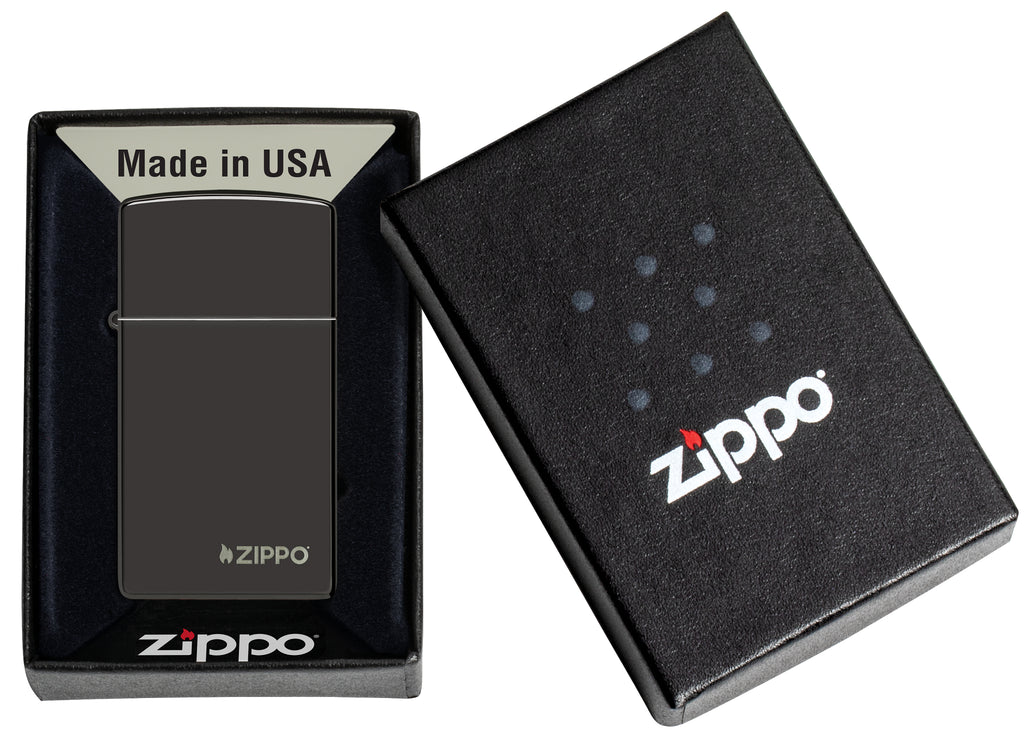 28123ZL Slim High Polish Black with Zippo Logo