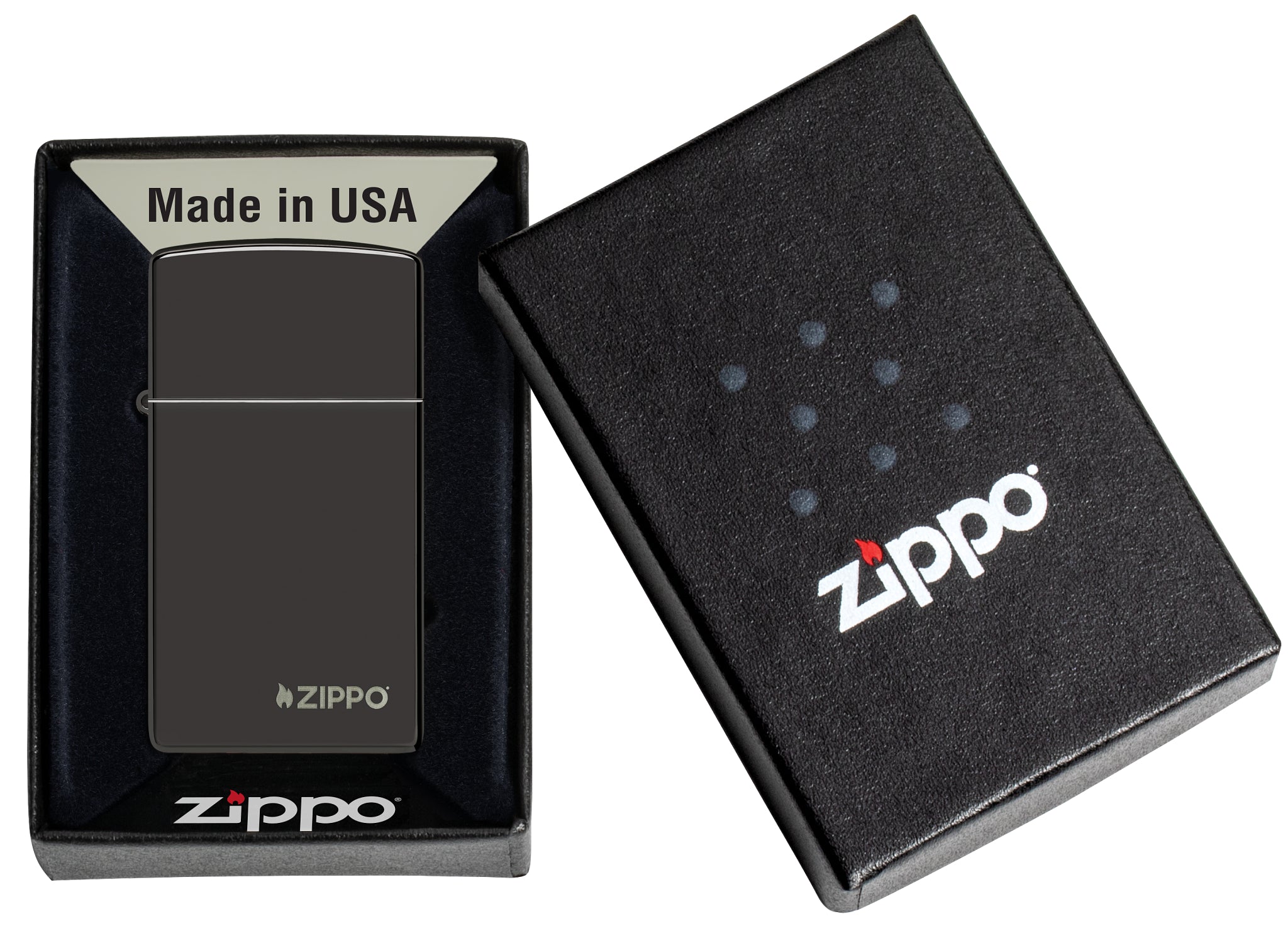 28123ZL Slim High Polish Black with Zippo Logo