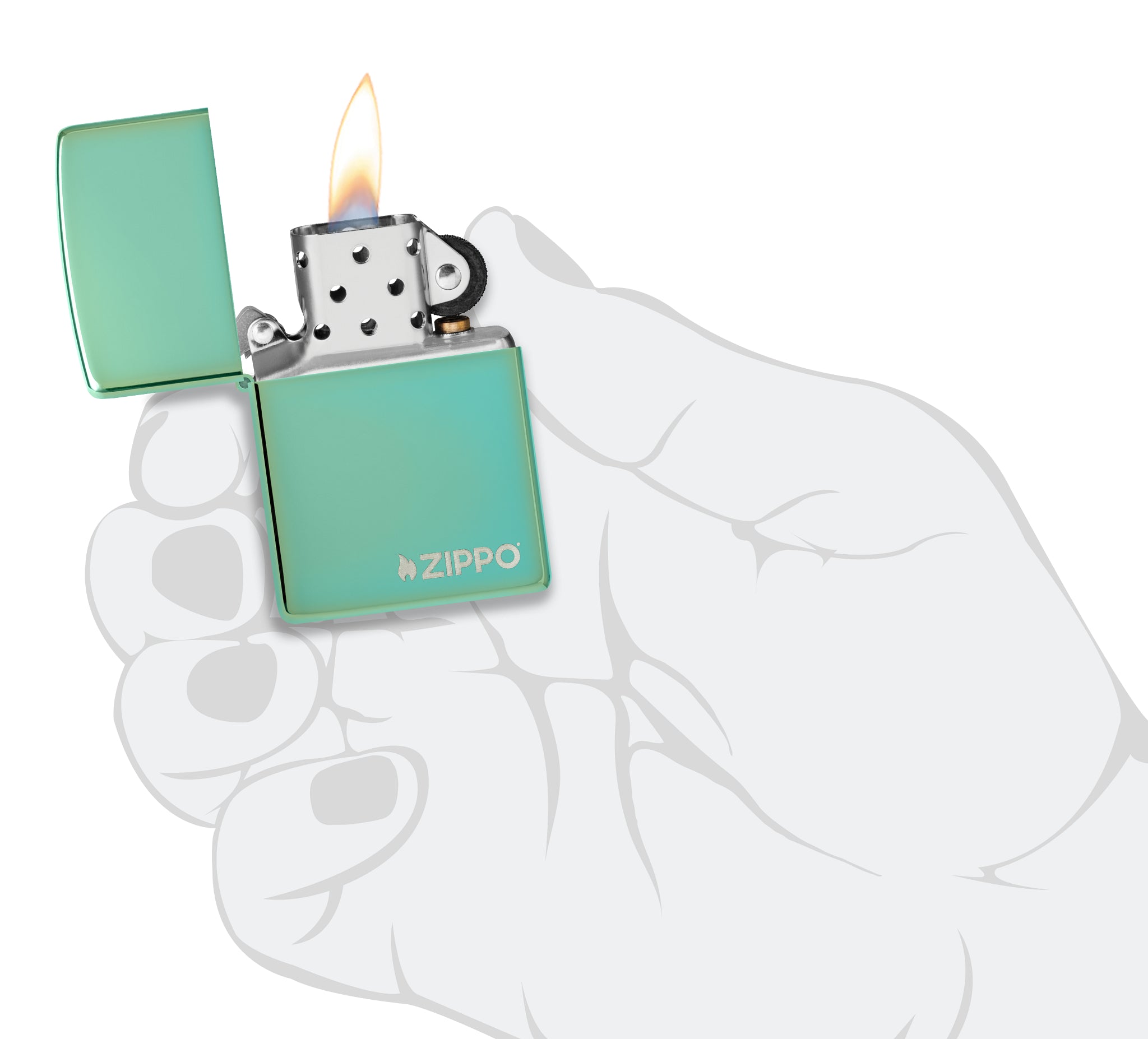 28129ZL High Polish Green with Zippo Logo