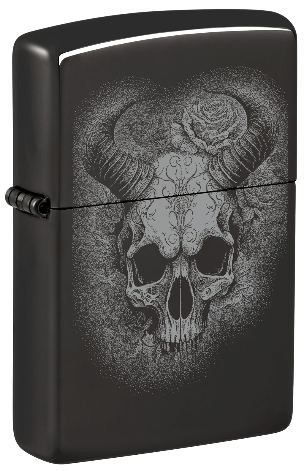24756 Flower Skull with Horns Design