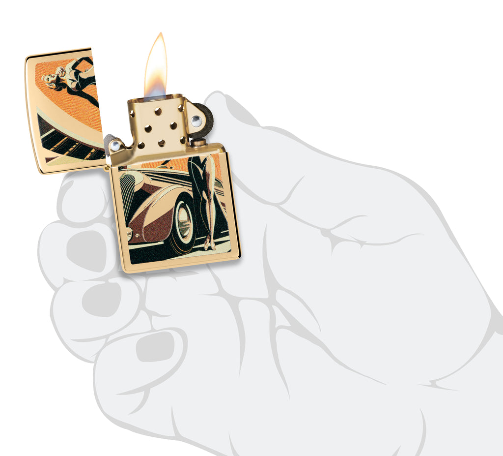 254B Vintage Car and Woman Design