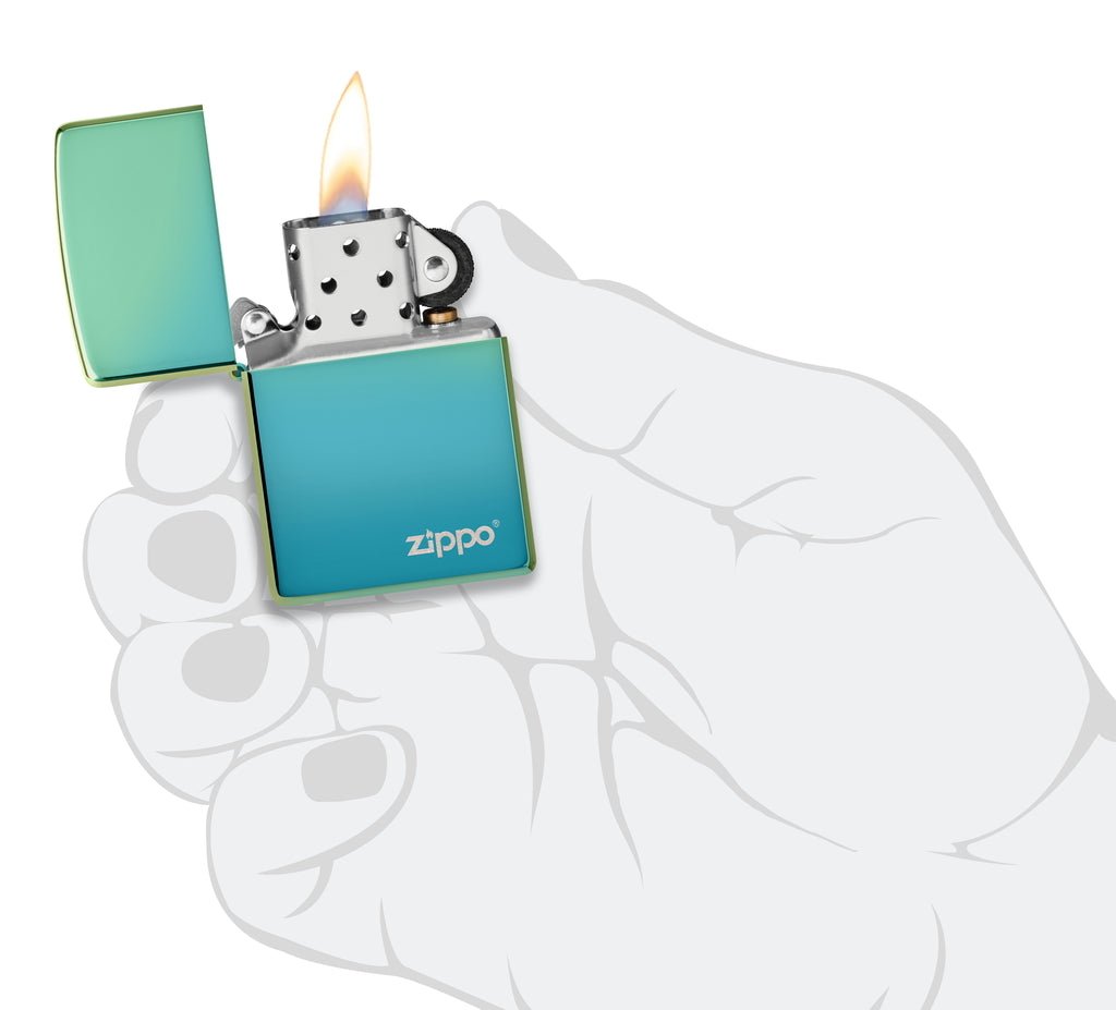 49191ZL High Polish Teal with Zippo Logo