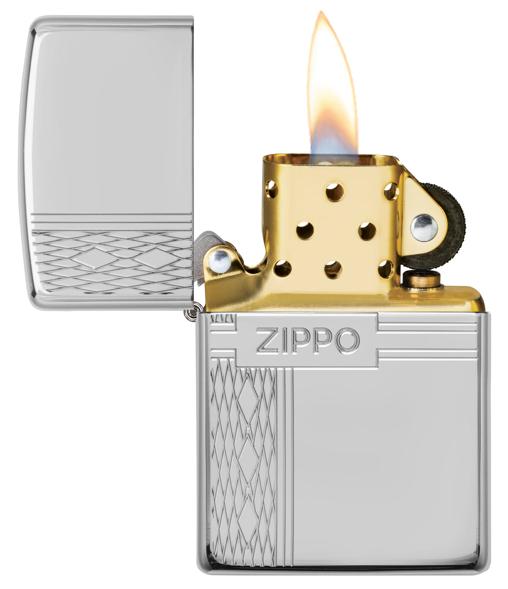 26 St. Silver Zippo Diamond Design