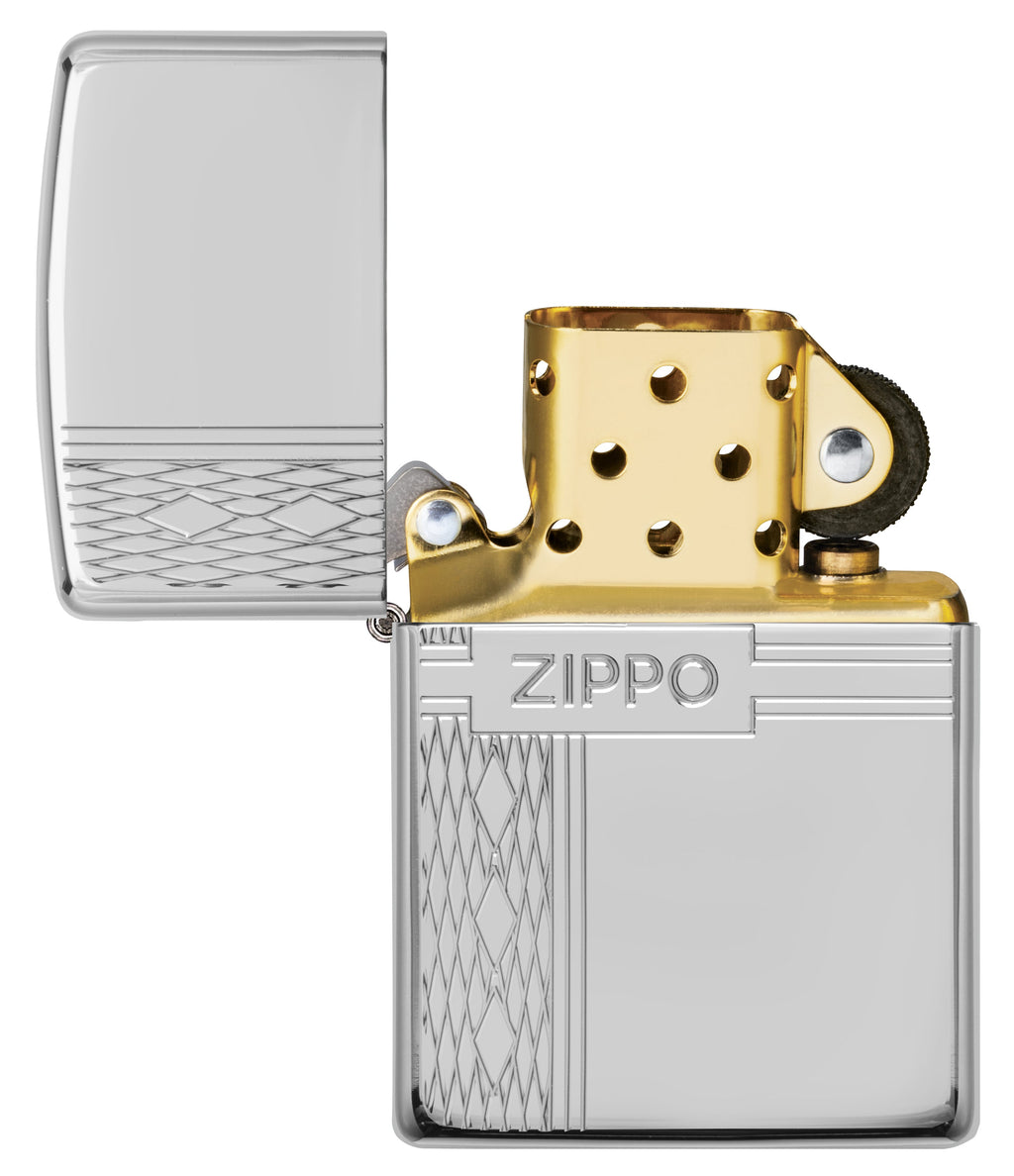 26 St. Silver Zippo Diamond Design
