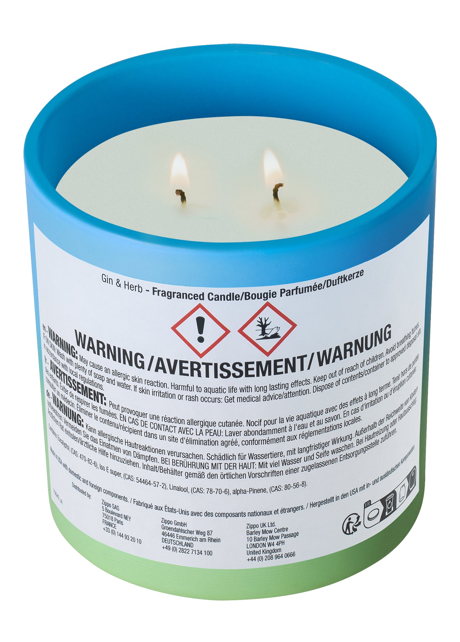 Zippo Odor Masking Candle - Gin & Herb - DE/FR/EN