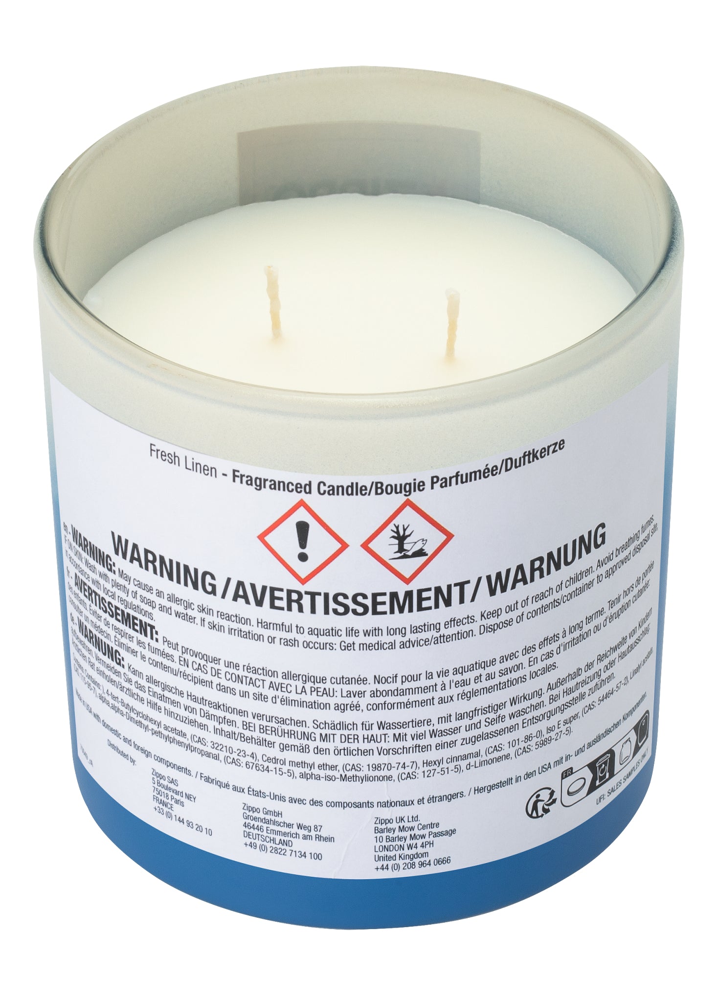 Zippo Odor Masking Candle - Fresh Linen - DE/FR/EN