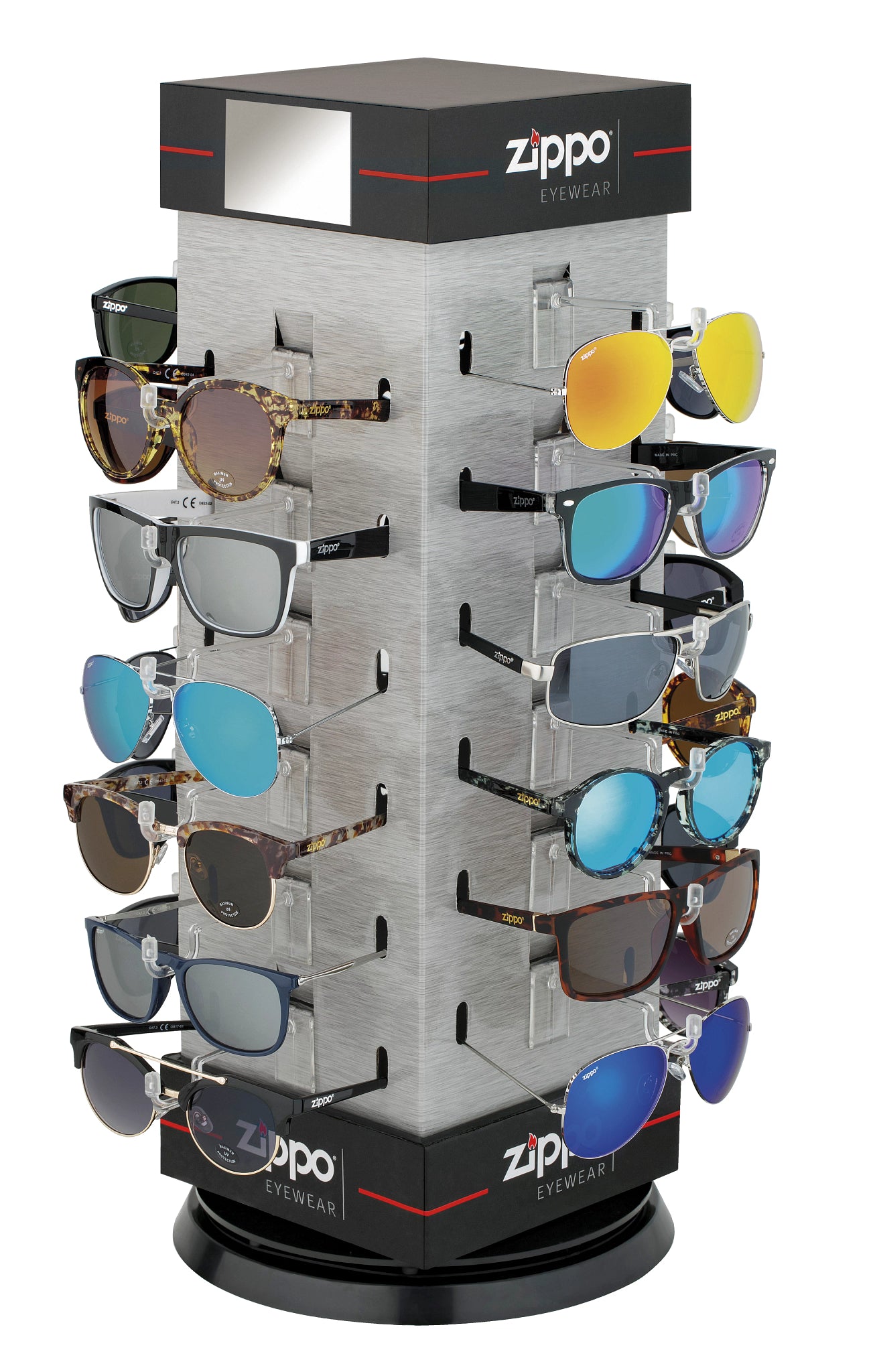 Display with 24 Sunglasses